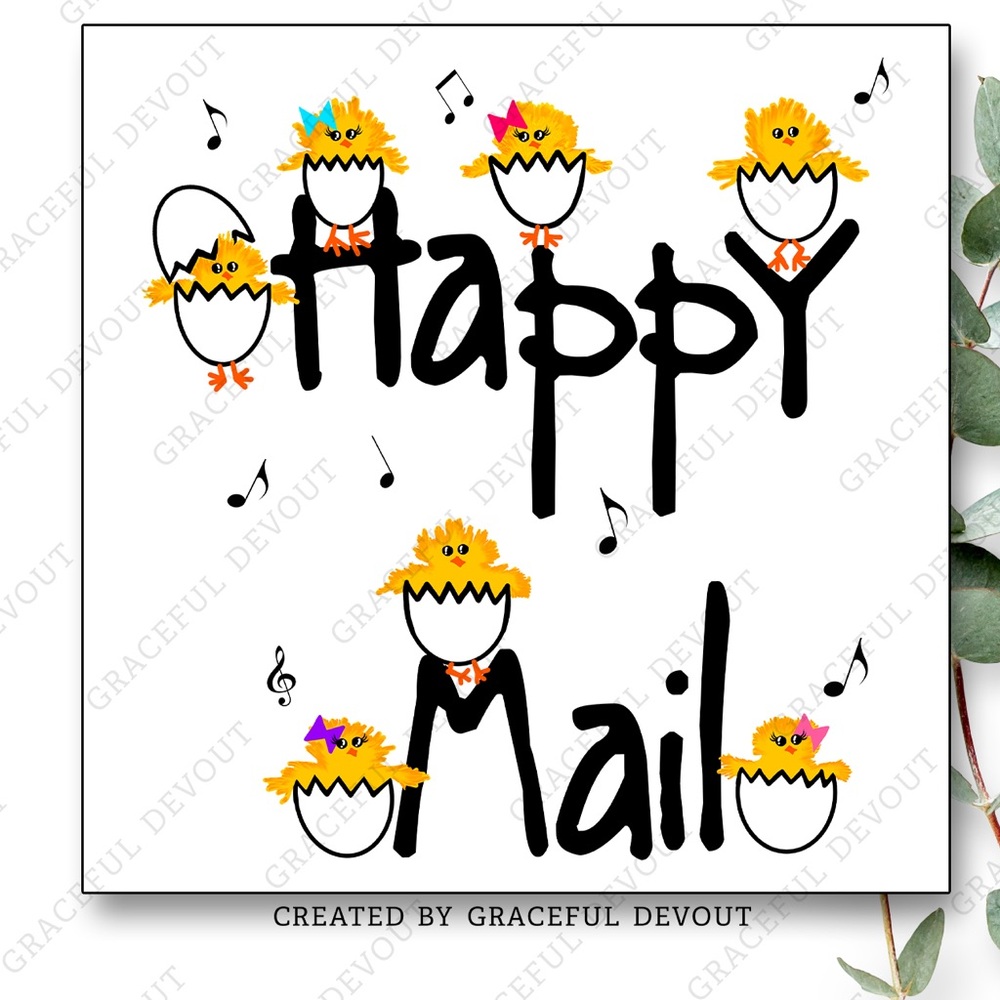 Happy Mail ! 2" (inches) Square Stickers [GD198-48]